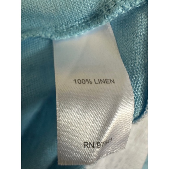 J. Jill Love Linen Blue Layered Hem Tunic Top 3/4 Sleeve Sz Small Coastal Travel - Picture 5 of 5